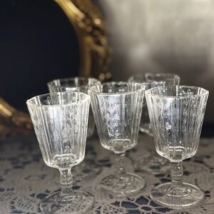 Antique Pressed Glass Cordial Goblets Set of 5 Bryce Higbee Rival